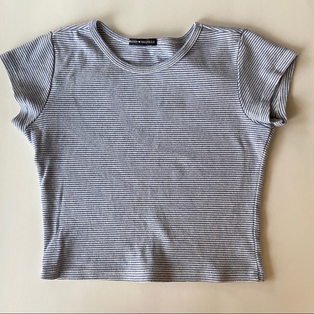 Brandy Melville Ashlyn Blue/White Stripe Shirt